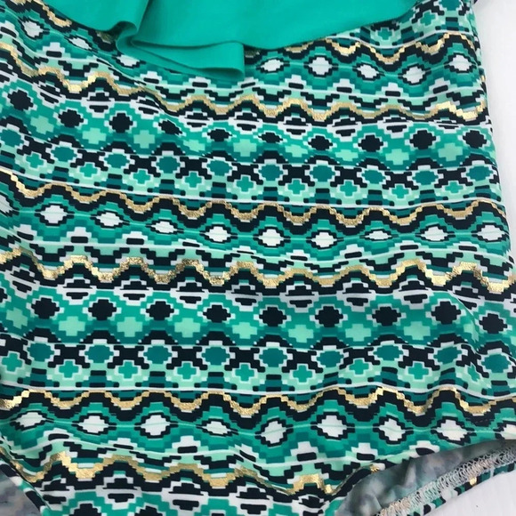 NEW LANDS’ END EUC GIRLS BATHING SUIT SUMMER SWIM GREEN CASUAL TRAVEL SIZE L 7 - Picture 6 of 7